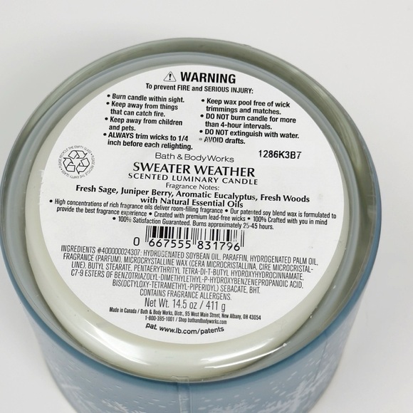 BATH & BODY WORKS SWEATER WEATHER 3 Wick Candle - Picture 2 of 2